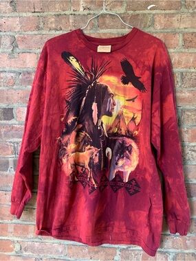 The Mountain Native American Long Sleeve Tie Dye red 🦅 XXL